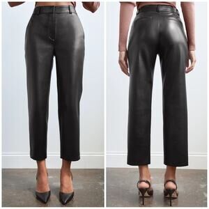 Babaton Command Cropped Mid-rise Vegan Leather Pant SIZE 00 Black Trousers